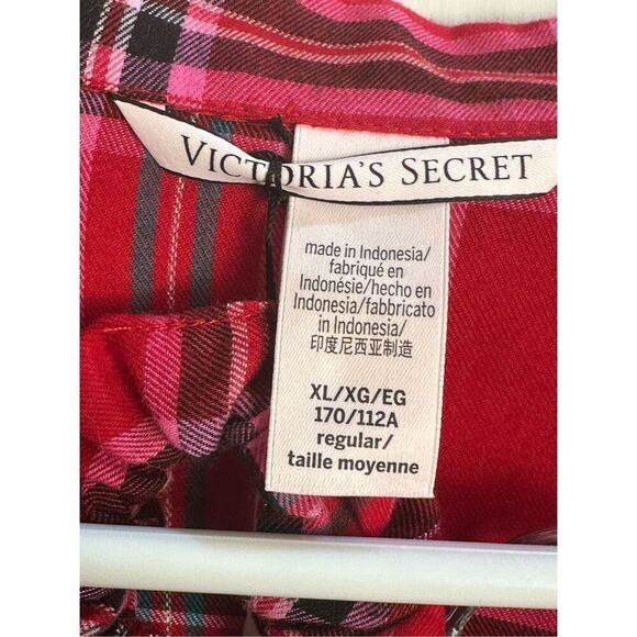 Victoria’s Secret NWT sz XL red plaid flannel pajama set with scrunchie - Picture 6 of 16